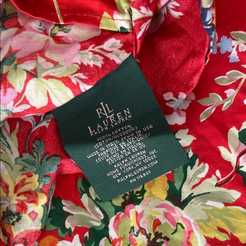 Lauren Ralph Lauren Red Floral Queen/Full Duvet Cover - Picture 3 of 5